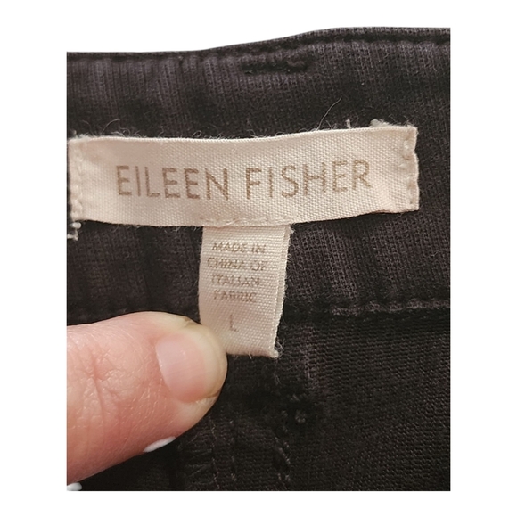 Eileen Fisher Black Velveteen Straight Leg Pants Italian Fabric Size Large - Picture 3 of 3